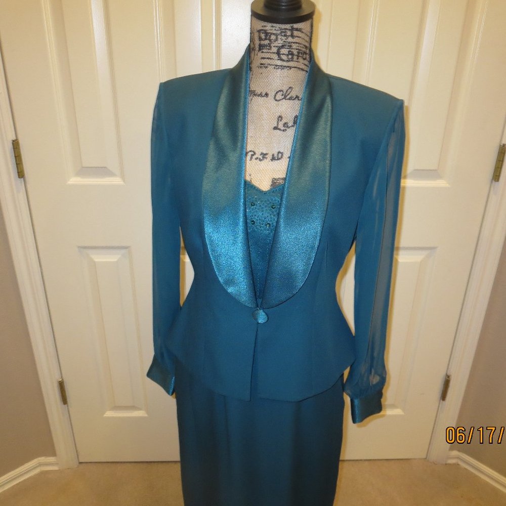 J. R. NITES Petites by Caliendo Mother of Bride or Groom Dress Sz. 8P & Shoes 8M